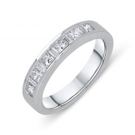 18ct White Gold 0.48ct Diamond Princess Cut Half Eternity Ring