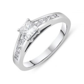 18ct White Gold 0.78ct Diamond Princess Cut Solitaire Ring