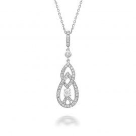 18ct White Gold Diamond Double Marquise Drop Necklace