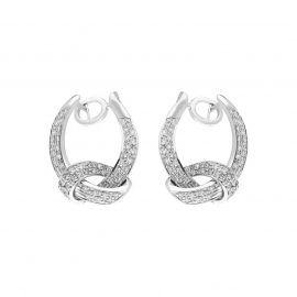 18ct White Gold Diamond Knot Drop Earrings