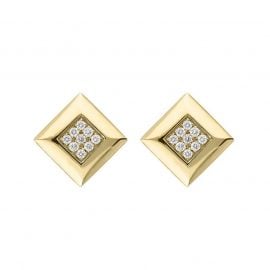 18ct Yellow Gold 0.32ct Diamond Pave Stud Earrings