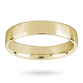 18ct Yellow Gold 4mm Light Low Domed Wedding Ring - Ring Size I
