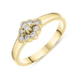 18ct Yellow Gold Diamond Rhombus Shape Cluster Style Ring