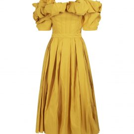 Alexander McQueen Pop Yellow Off Shoulder Corset Dress