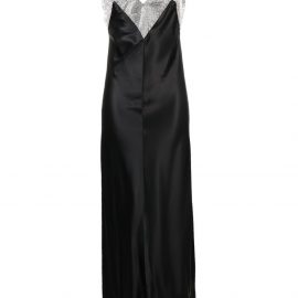 Nuè glittered-trim slip dress - Black