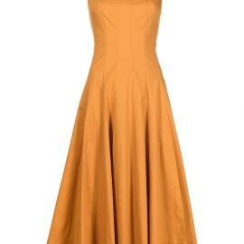 STAUD Wells corset-waist long dress - Orange