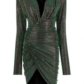Alexandre Vauthier crystal-embellished wrap dress - Green