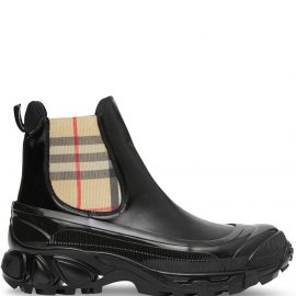 Burberry vintage check detail coated canvas Chelsea boots - Black