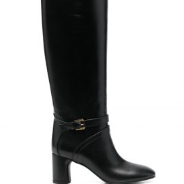 Casadei Kate buckled-strap 60mm knee boots - Black