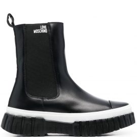 Love Moschino logo-print chelsea boots - Black