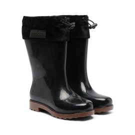 Mini Melissa velour-lined wellington boots - Black