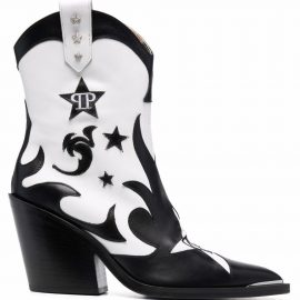 Philipp Plein mid-heel star cowboy boots - Black