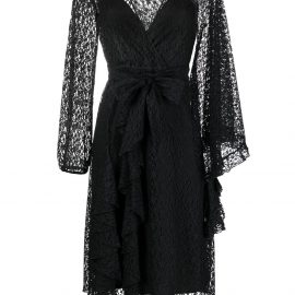 Vivetta lace ruffled wrap dress - Black