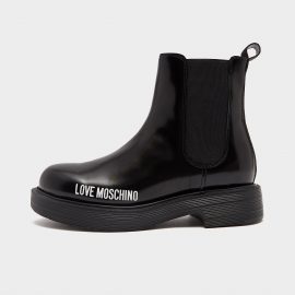 Women's Love Moschino Small Logo Chelsea Boot Black, Black