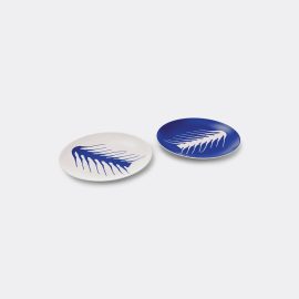 Cassina Tableware - 'Le Monde de Charlotte Perriand, Arête', dessert plates, set of two in White and blue Porcelain