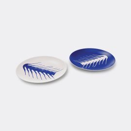 Cassina Tableware - 'Le Monde de Charlotte Perriand, Arête', flat plates, set of two in White and blue Porcelain