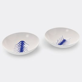 Cassina Tableware - 'Le Monde de Charlotte Perriand, Arête', soup plates, set of two in White and blue Porcelain
