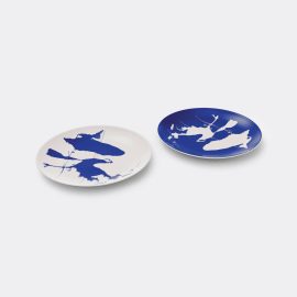 Cassina Tableware - 'Le Monde de Charlotte Perriand, Neige', flat plates, set of two in White and blue Porcelain