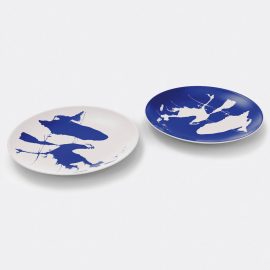 Cassina Tableware - 'Le Monde de Charlotte Perriand, Neige', placeholder plates, set of two in White and blue Porcelain