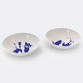 Cassina Tableware - 'Le Monde de Charlotte Perriand, Neige', soup plates, set of two in White and blue Porcelain