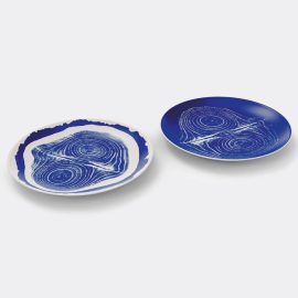 Cassina Tableware - 'Le Monde de Charlotte Perriand, Tronc', placeholder plates, set of two in White and blue Porcelain