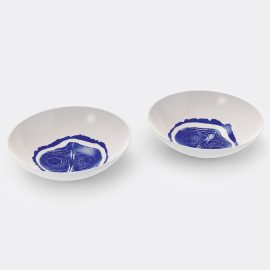 Cassina Tableware - 'Le Monde de Charlotte Perriand, Tronc', soup plates, set of two in White and blue Porcelain