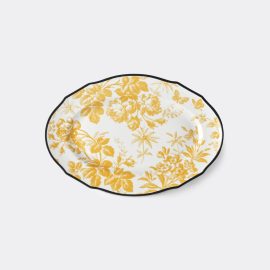 Gucci Tableware - 'Herbarium' hors d'oeuvre plate, yellow in Sunset, Yellow PORCELAIN_HERBARIUM YELLOW