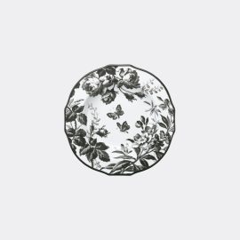 Gucci Tableware - 'Herbarium' rim soup bowl, set of two, black in black 100% porcelain