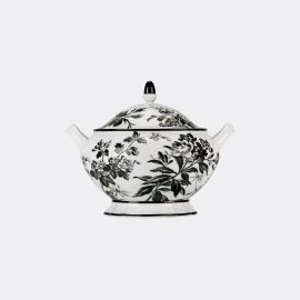 Gucci Tableware - 'Herbarium' soup tureen, black in black 100% porcelain