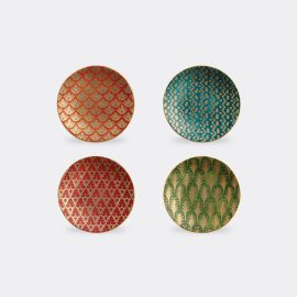L'Objet Tableware - 'Fortuny' canape plate, set of four in Multicolor Earthenware