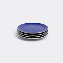 L'Objet Tableware - 'Lapis' canapé plate, set of four in Blue, Gold Porcelain
