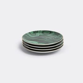 L'Objet Tableware - 'Malachite' canapé plate, set of four in Green, Gold Porcelain