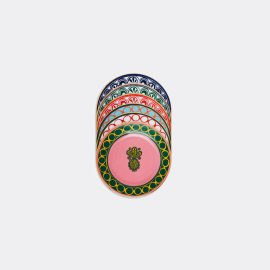 La DoubleJ Tableware - 'Pineapple' dessert plates, set of six in Multicolor 100% Porcelain