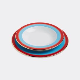 La DoubleJ Tableware - 'Rainbow Azzurro' soup and dinner plate set in Light Blue 100% Porcelain