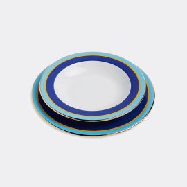 La DoubleJ Tableware - 'Rainbow Blu' soup and dinner plate set in Blue 100% Porcelain