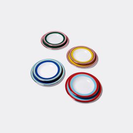 La DoubleJ Tableware - 'Rainbow' soup and dinner plates, set of four in Multicolor 100% Porcelain