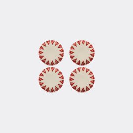 Les-Ottomans Tableware - 'Uzbek' dessert plate, set of four in Red porcelain