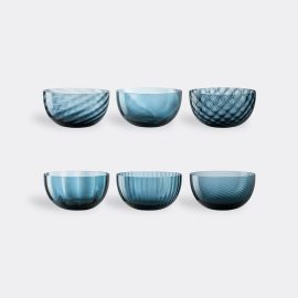 NasonMoretti Tableware - 'Idra' assorted cups, set of six, blue in Blue Avio GLASS