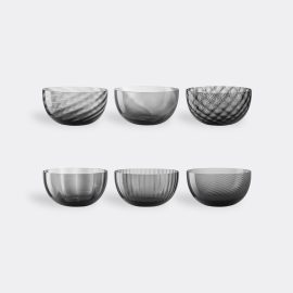 NasonMoretti Tableware - 'Idra' assorted cups, set of six, grey in Grey GLASS