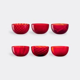 NasonMoretti Tableware - 'Idra' assorted cups, set of six, red in Red GLASS