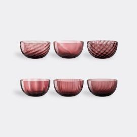 NasonMoretti Tableware - 'Idra' assorted cups, set of six, violet in Violet GLASS