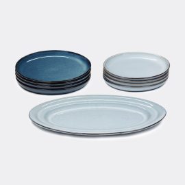 Serax Tableware - 'Pure' dinner set, 9 pieces in blue stoneware