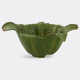 Bordallo Pinheiro Tableware - 'Banana Madeira' salad bowl in green earthenware