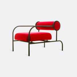 Cappellini Seating - 'Sofa With Arms', red in Magenta Metal, polyurethane foam