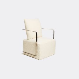 Marta Sala Éditions Seating - 'P6 Silla' armchair in Stainless Steel Wool, fabric