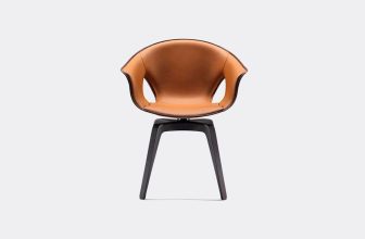 Poltrona Frau Seating - 'Ginger' swivel armchair in Brown + Light Brown saddle extra testa di moro + p