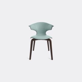 Poltrona Frau Seating - 'Montera' armchair in Brown + Light Blue upholstery: saddle extra leath