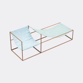 Valerie_objects Seating - Seat in Blue, green Steel, linen