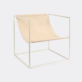 Valerie_objects Seating - 'Solo' seat, white and leather in Cream White, leather Steel+Leather