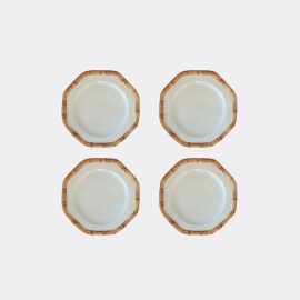 Les-Ottomans Tableware - 'Bamboo' dessert plate, set of four in multicolor ceramic